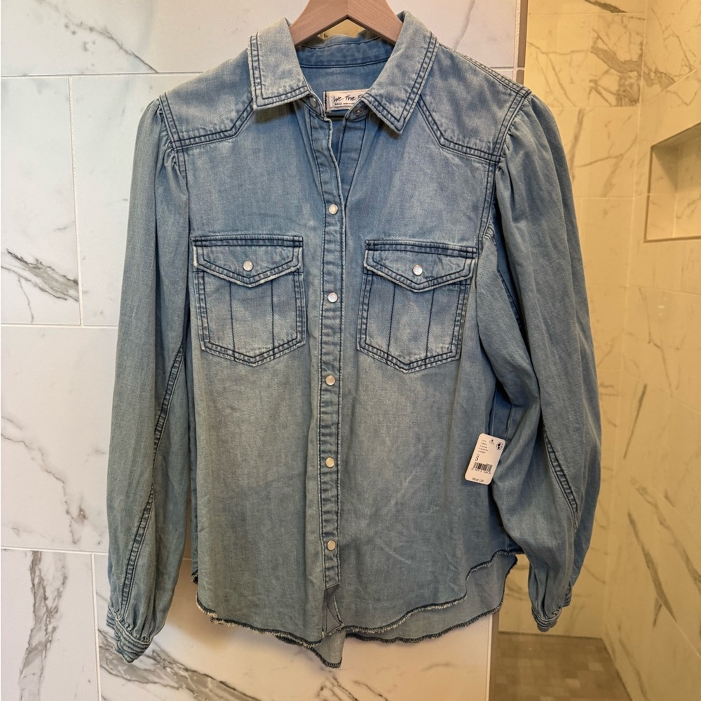 Free people Denim Button-Up Shirt